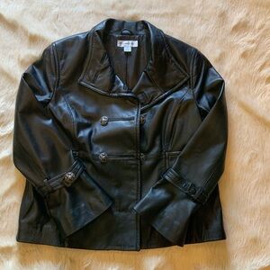 Preston and York Leather Jacket Black Double Breasted  Woman’s Medium